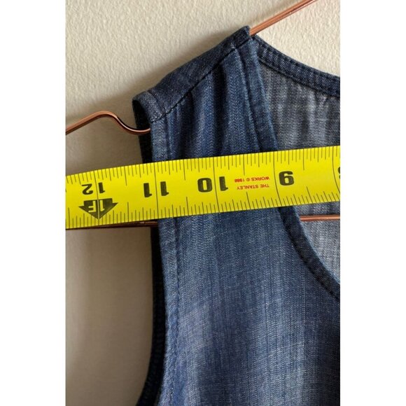 Vertigo Womens Sleeveless Drawstring Straight Leg Denim Jumpsuit Blue Sz M - Picture 4 of 12